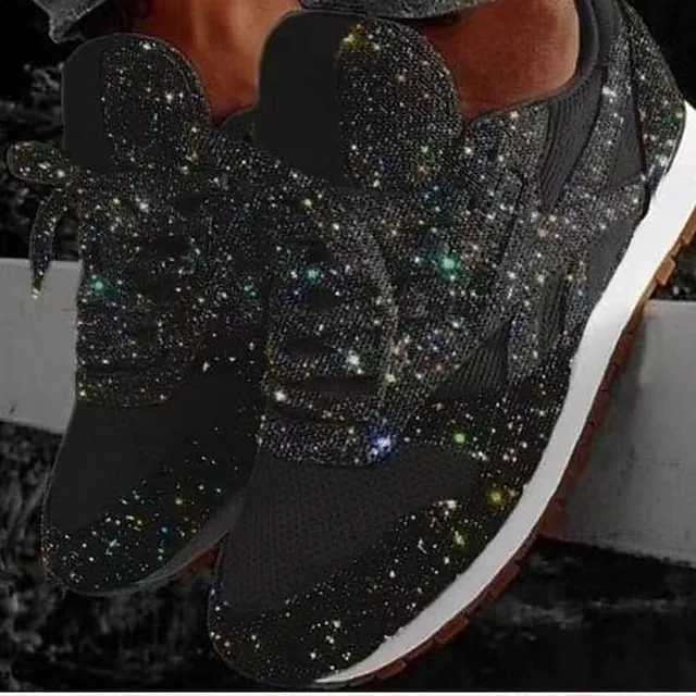 Women's Trainers Athletic Shoes Sneakers Sequins Plus Size Bling Bling Sneakers Outdoor Daily Summer Sequin Platform Flat Heel Round Toe Sporty Classic Casual Tennis Shoes Walking Mesh Lace-up Color