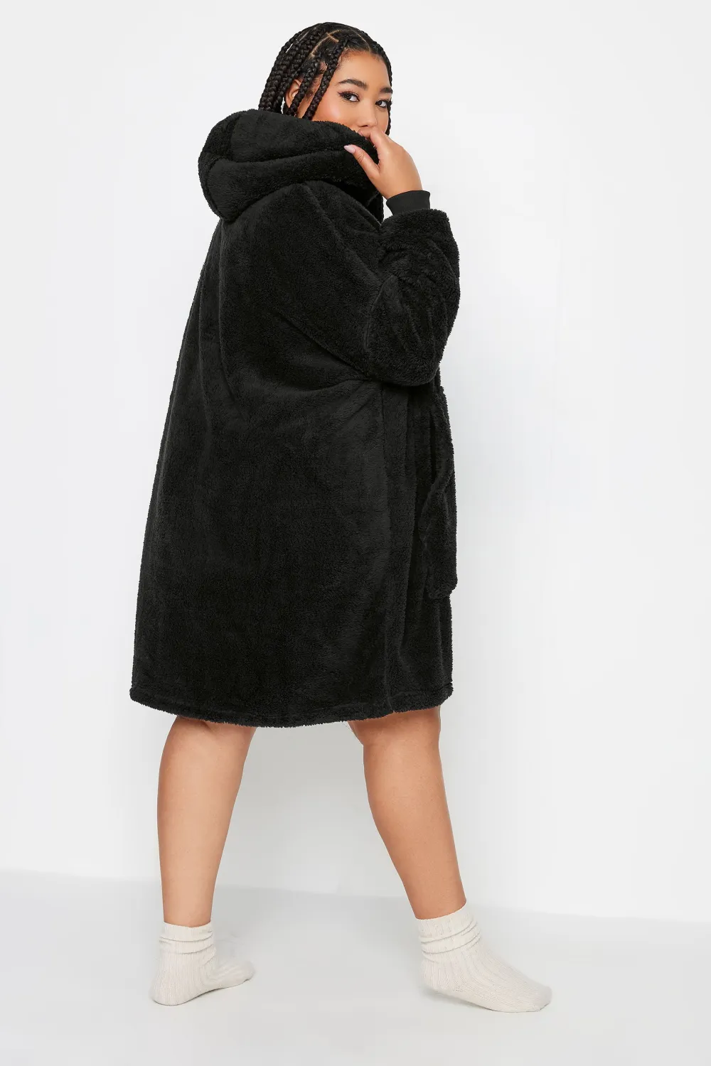 YOURS Curve Black Pocket Snuggle Hoodie