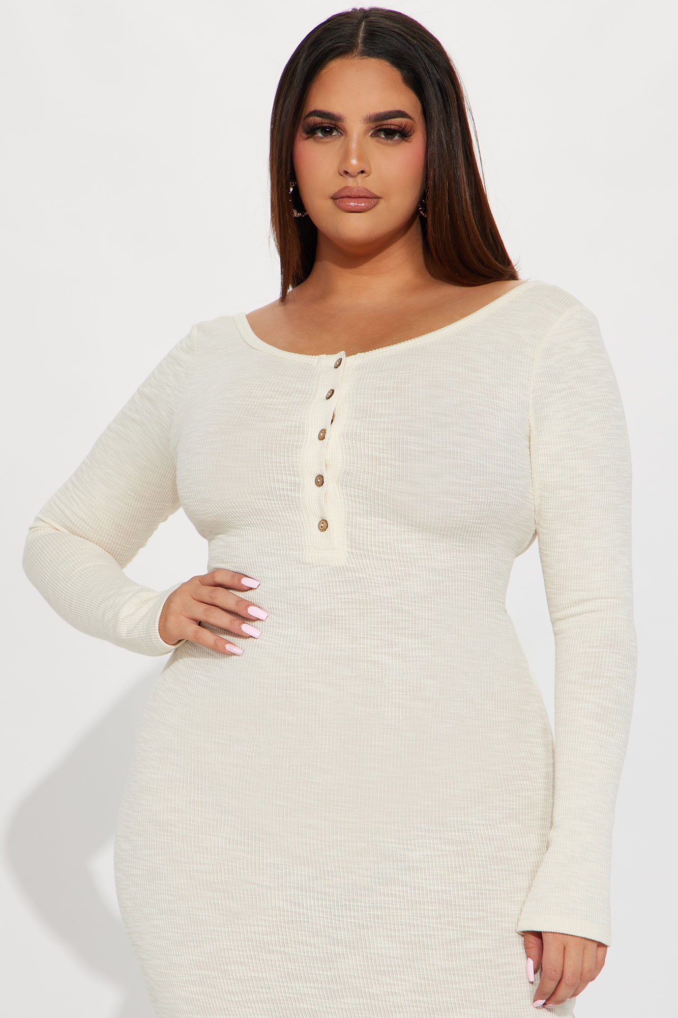 Come With Me Ribbed Maxi Dress - Cream