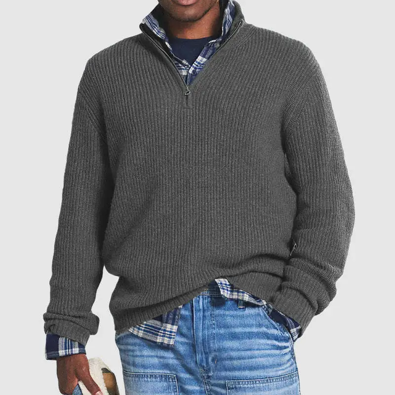 Men's Retro Casual Zipper Sweater