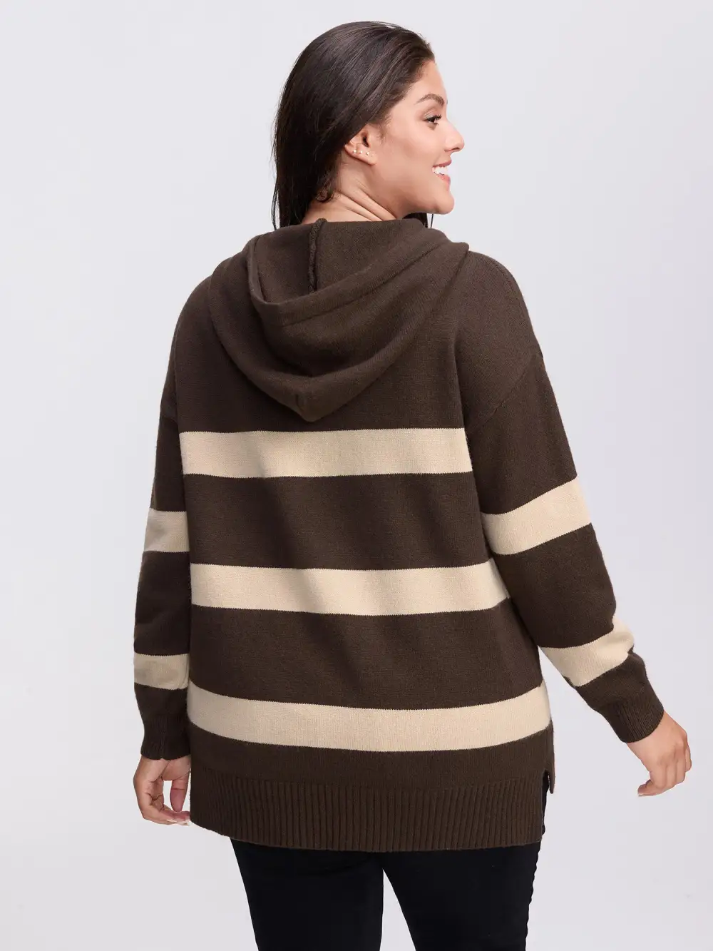 Supersoft Stripe Slit Hooded Pullover