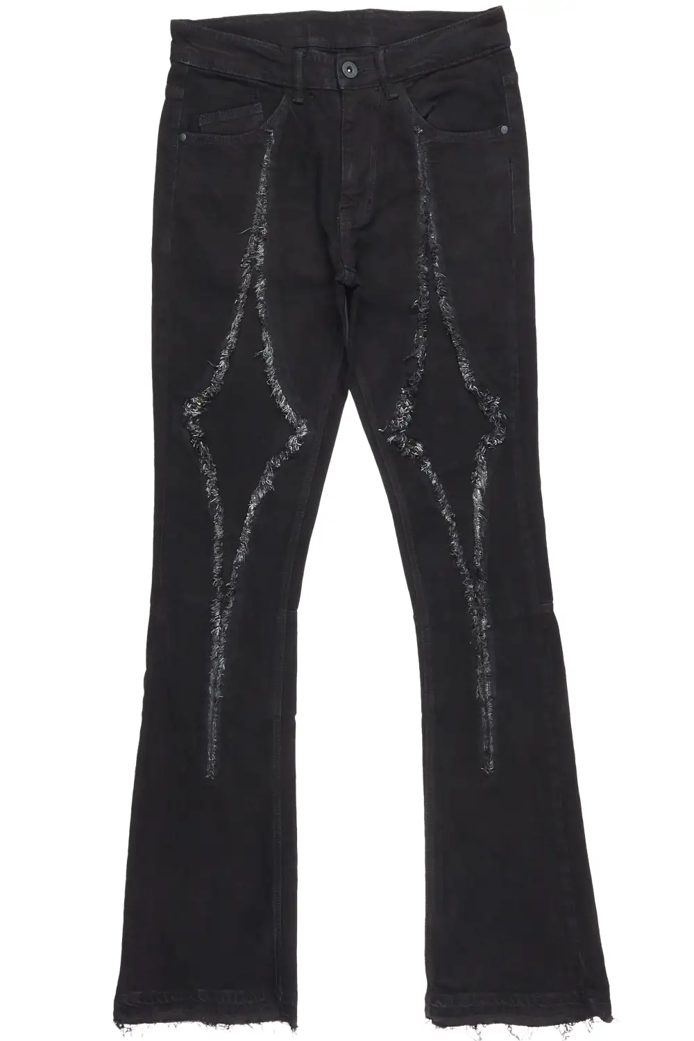 Baaron Black Stacked Flare Jean