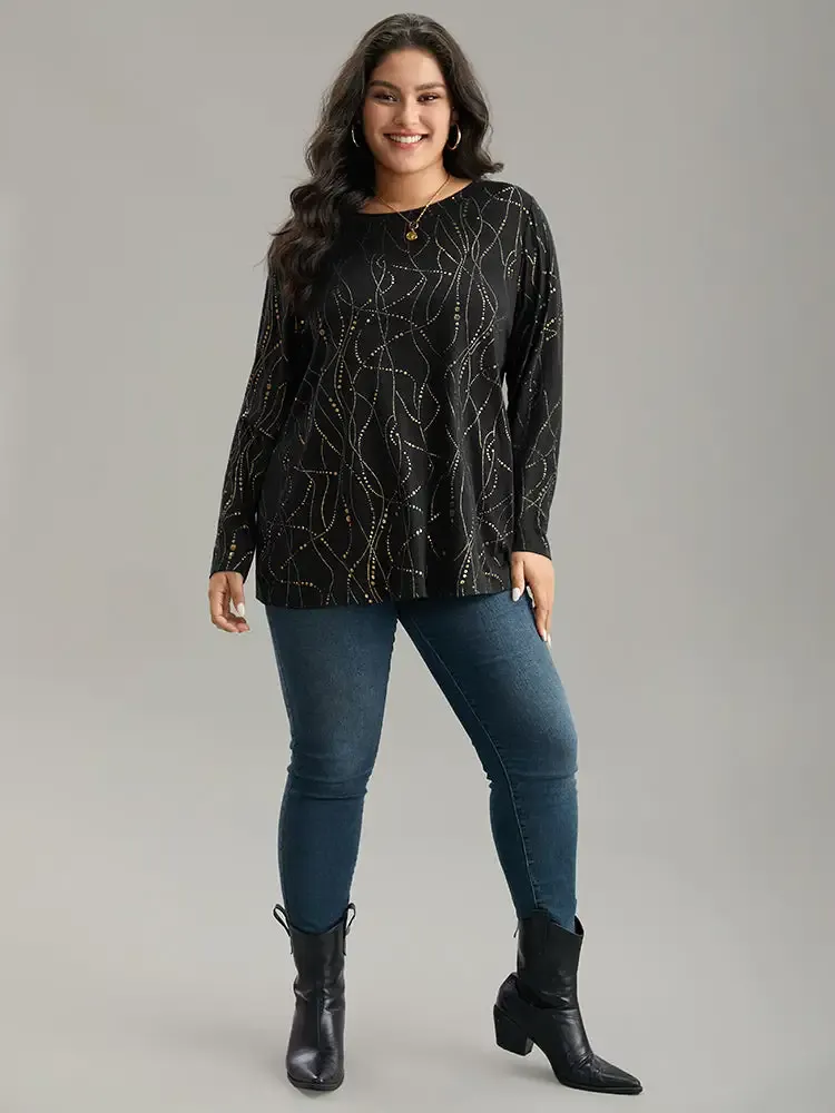 Polka Dot Contrast Round Neck T-Shirt