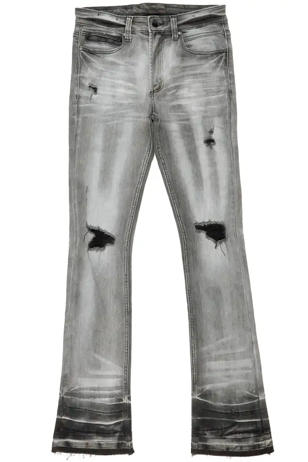 Parq Grey Stacked Flare Jean