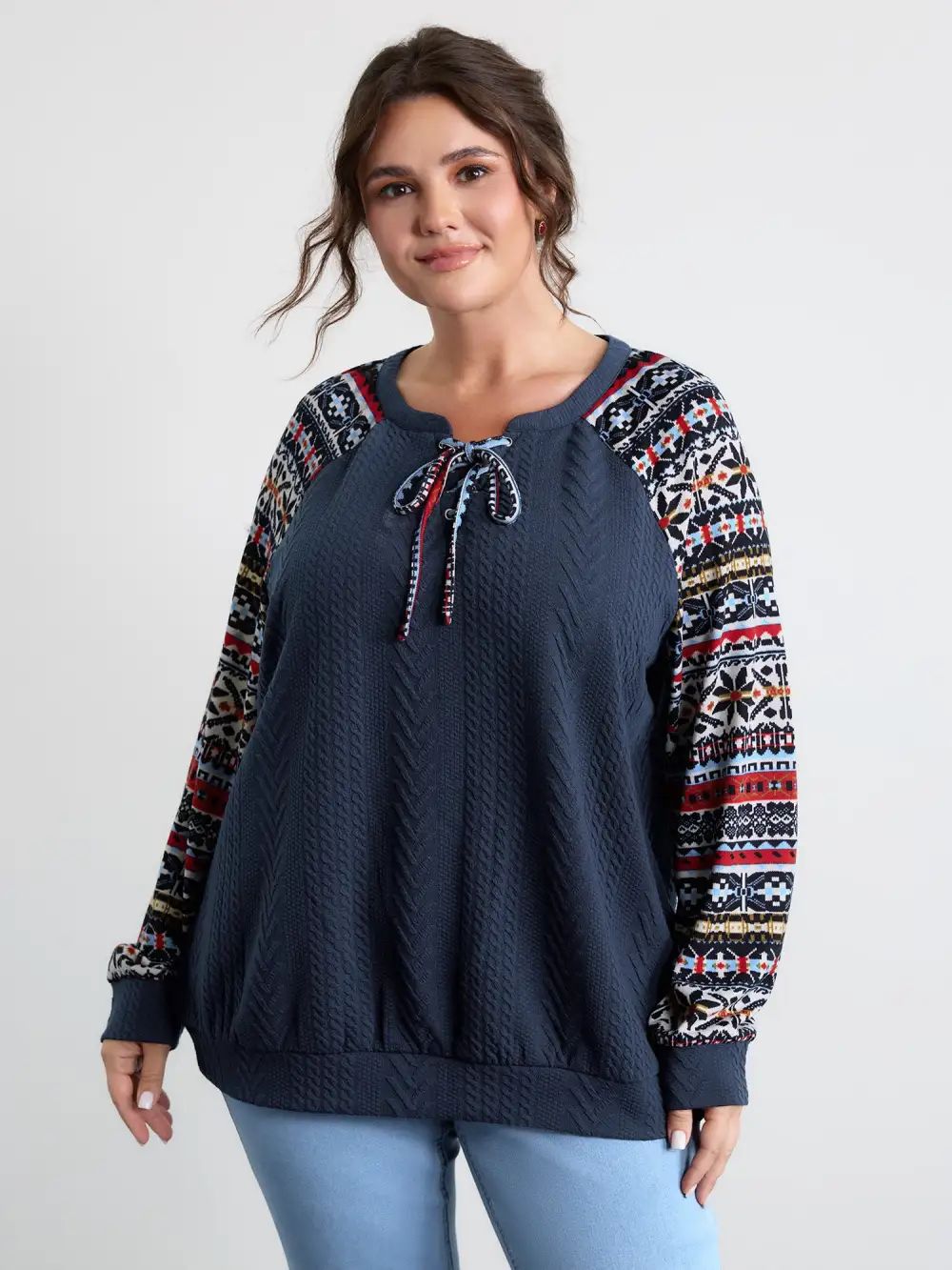 Color Contrast Stripes Raglan Sleeve Sweatshirt