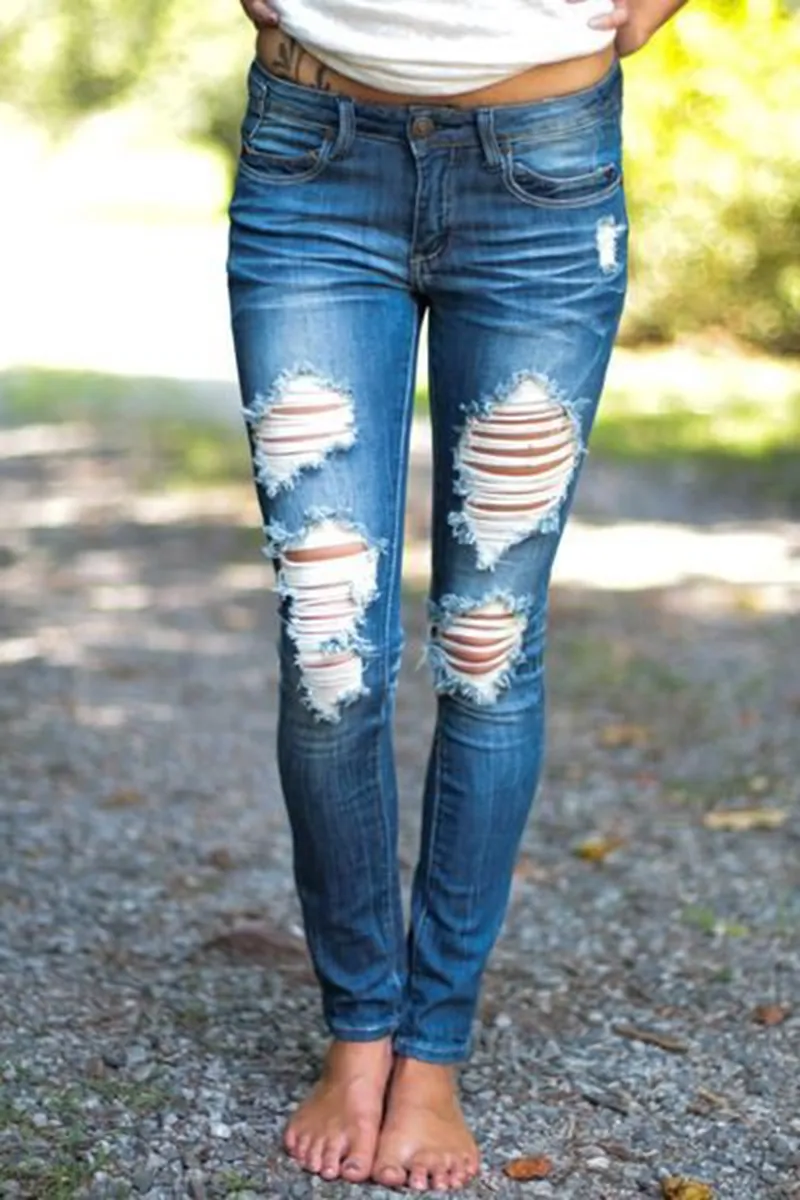 Distressed Low Rise Skinny Jeans