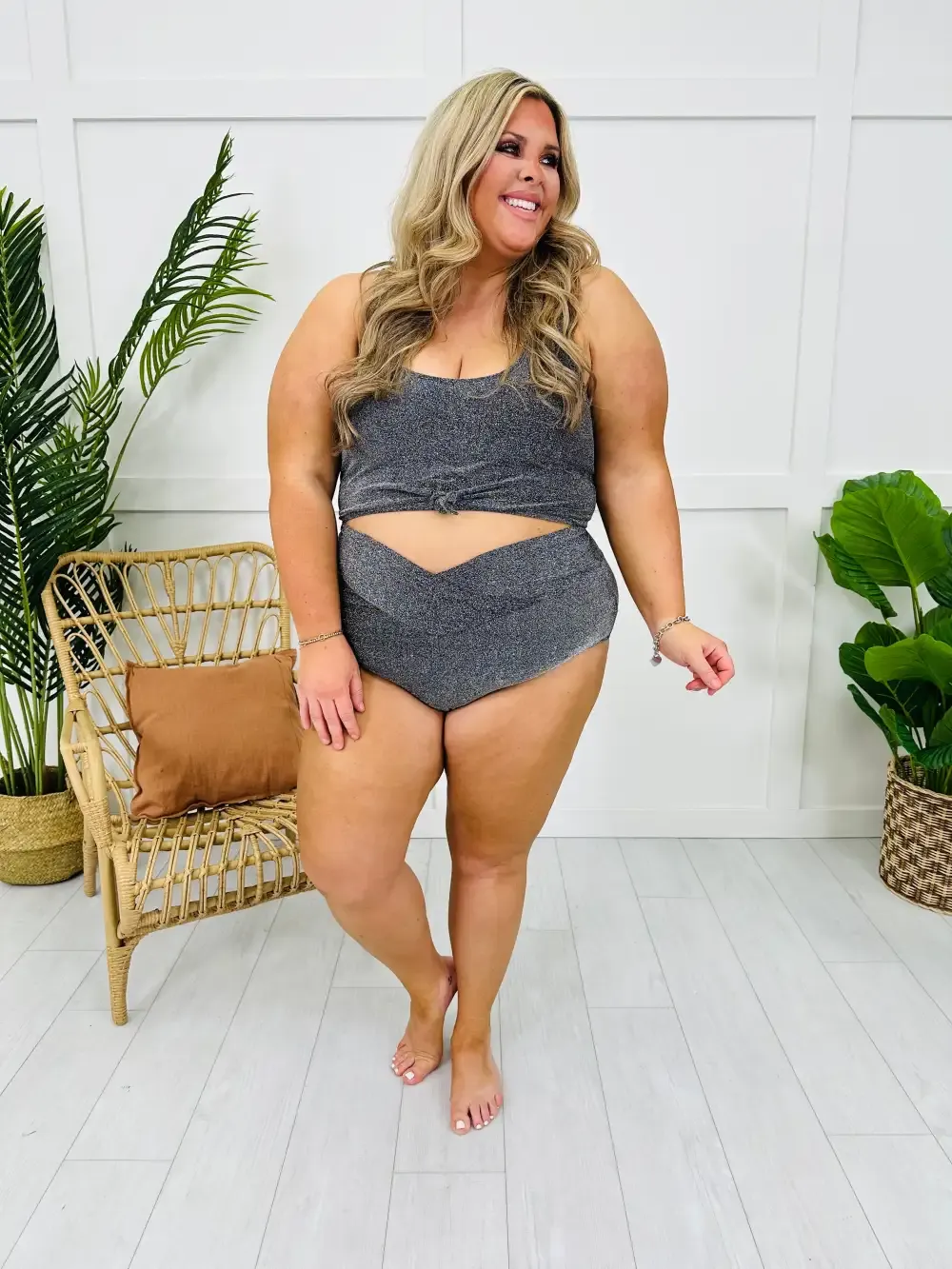 The Mari Swim Top in Black Shimmer