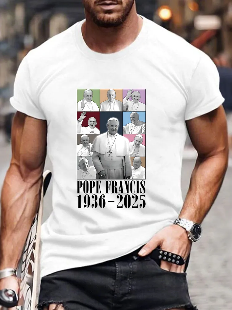 Men's 1936-2025 Print Short Sleeve Round Neck Cotton T-Shirt