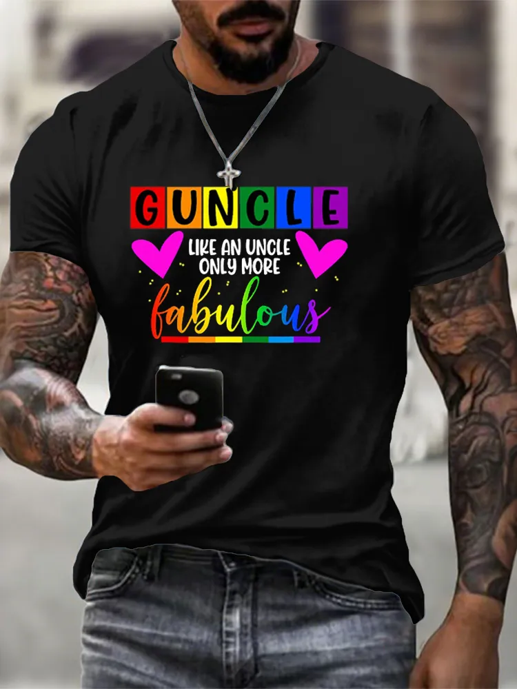Men'S T-Shirt Guncle Like An Uncle Only More Fabulous LGBT Pride Month T Shirt