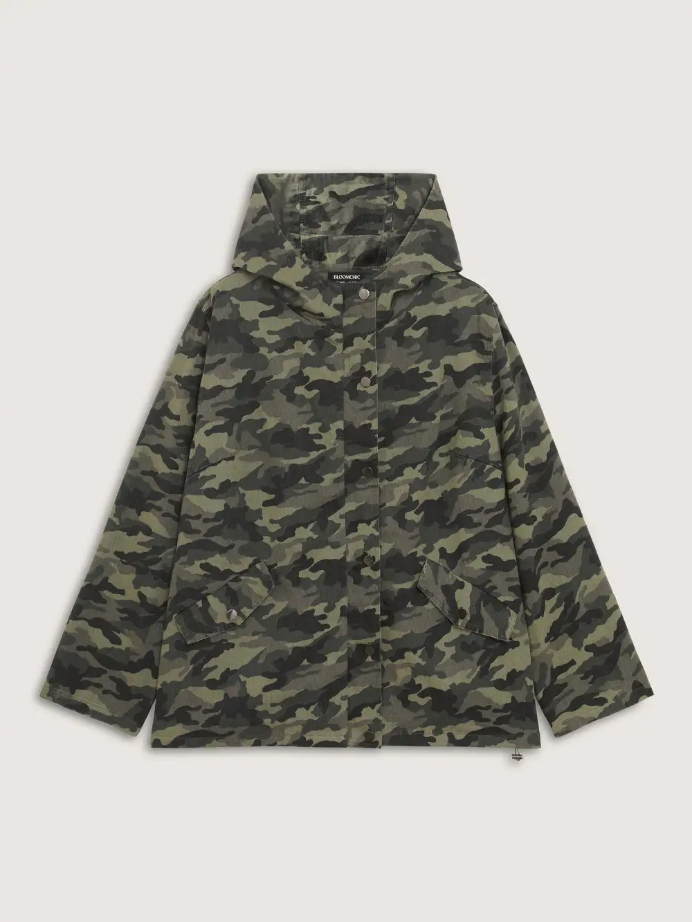 Camouflage Hooded Adjustable Hem Jacket