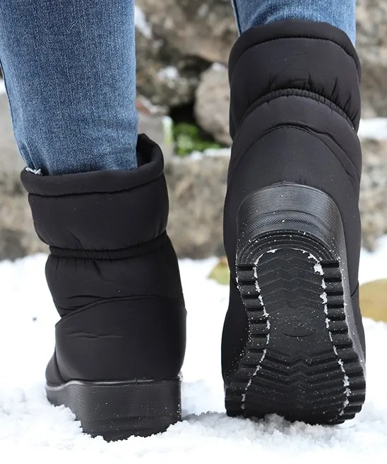 Black Front-Zip Waterproof Snow Boot - Women