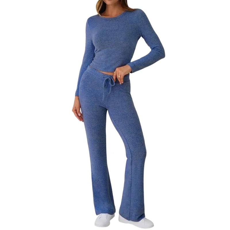 Women's Foldover Flare Leggings & Crop Top Set