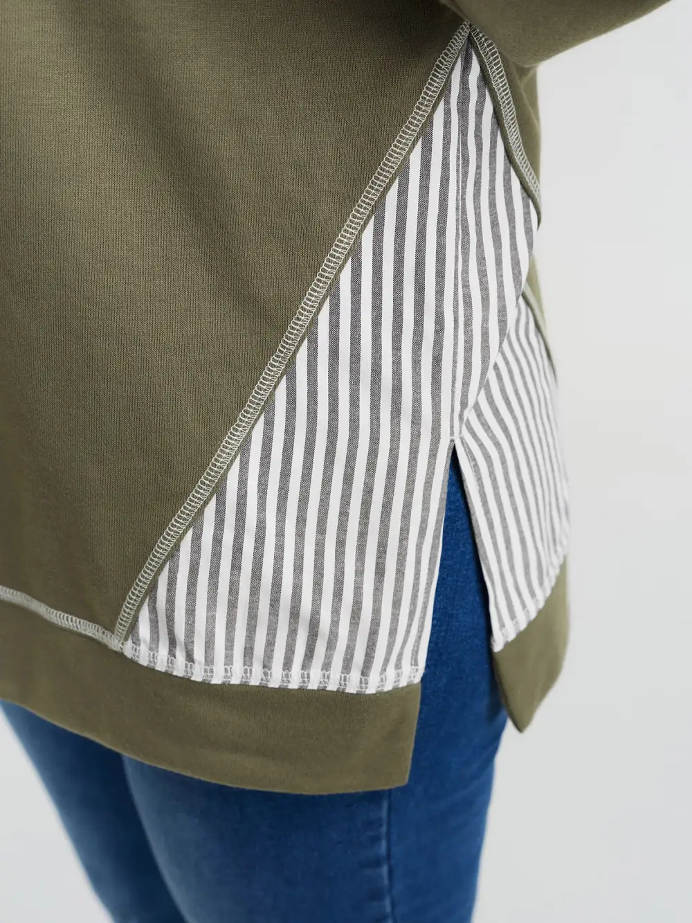 2-In-1 Stripe Drop Shoulder Sweatshirt