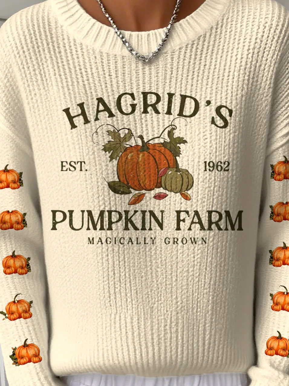 Women's Halloween Pumpkin Pattern Pullover Sweater Regular Autumn and Winter Top