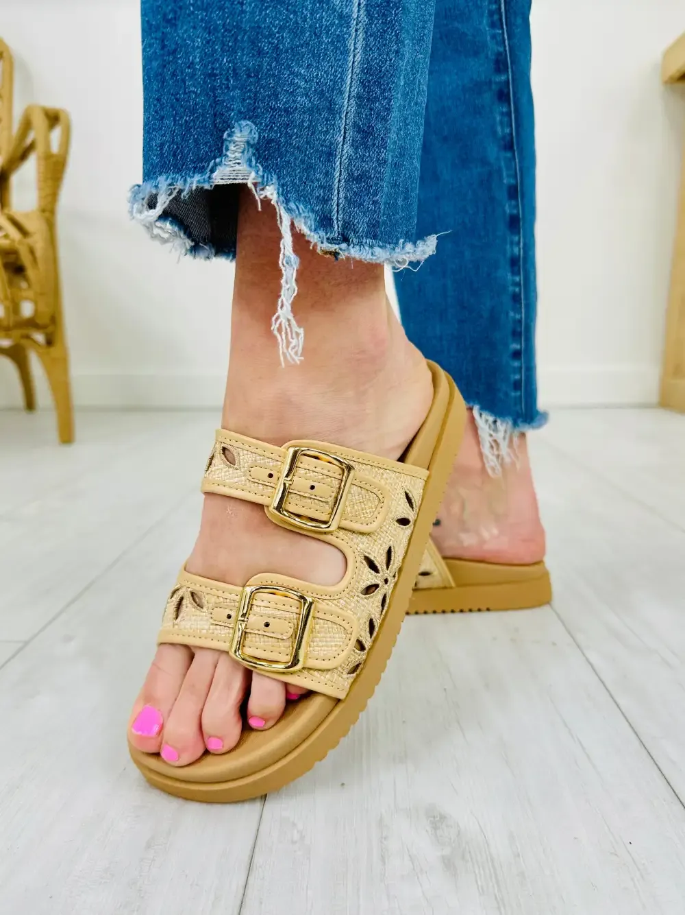 Buckled In Beauty Sandals in Beige