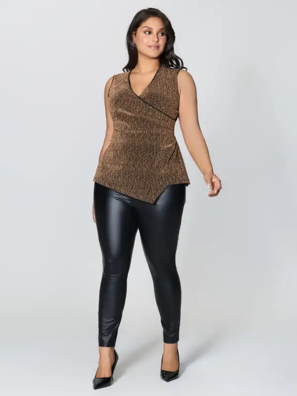 Rhinestone Stretchy Waist Drape Tank Top