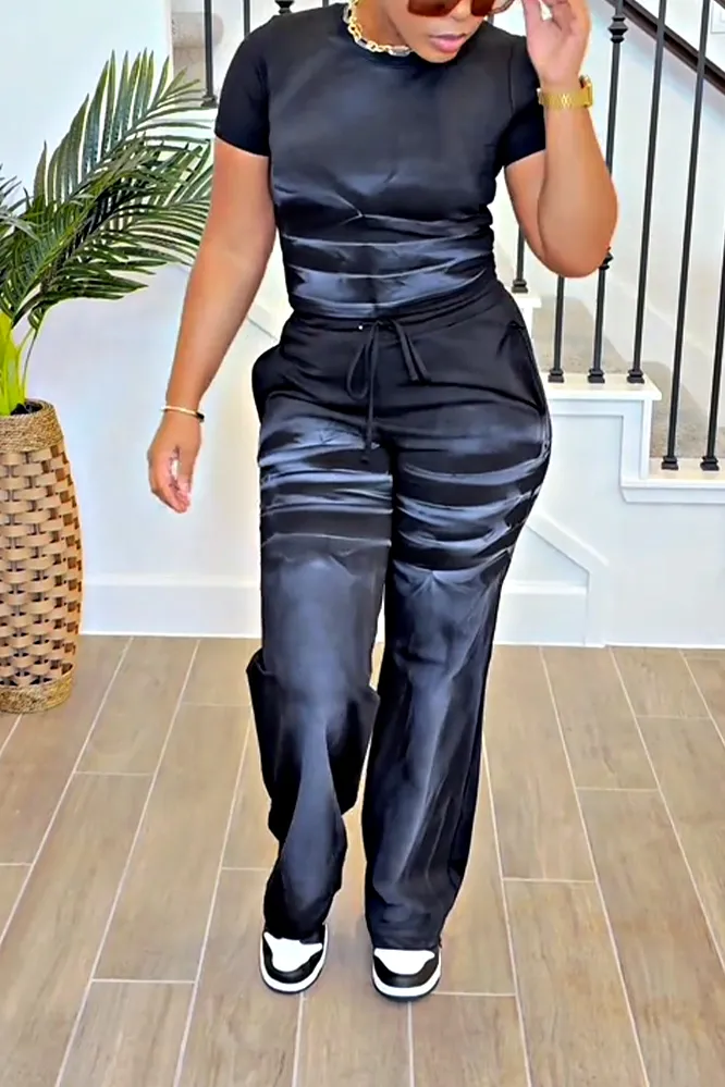 Women's gradient color short sleeved and pants two-piece set