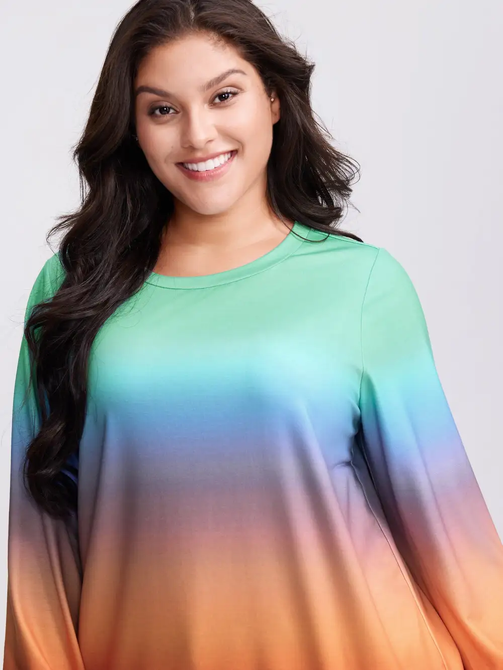 Ombre Gradient Elastic Hem Sweatshirt