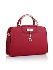 Women's Faux Leather Top Handle Tote Bag with Deer Charm - Elegant Structured Women's Shoulder Bag, Perfect for Mother's Day Gift, Work, Shopping and Casual Outings