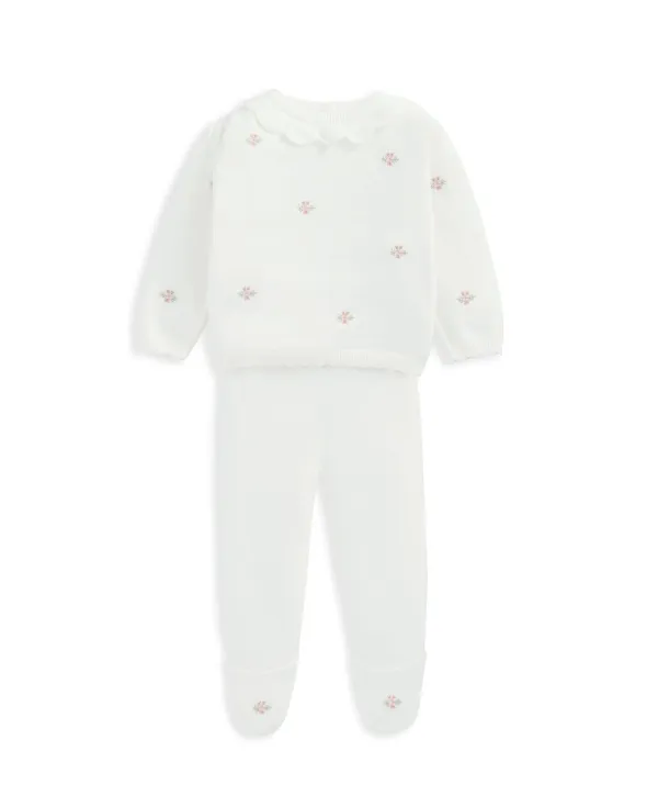 Embroidered Knit Outfit Set