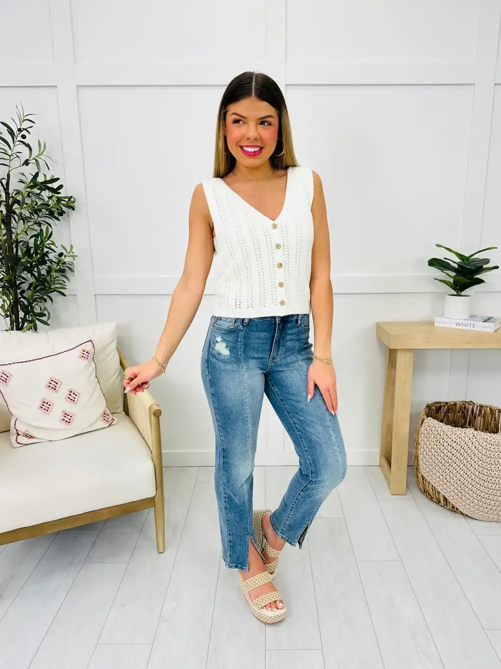 Judy Blue Split Decision Straight Leg Jeans