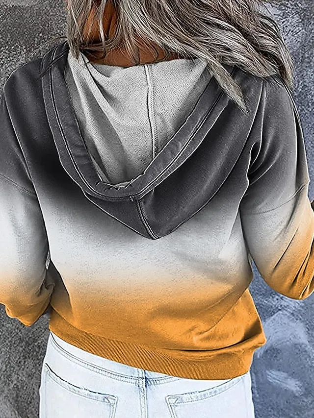Women's Hoodie Sweatshirt Pullover Streetwear Casual Front Pocket Green Blue Purple Gradient Casual Hooded Long Sleeve S M L XL XXL