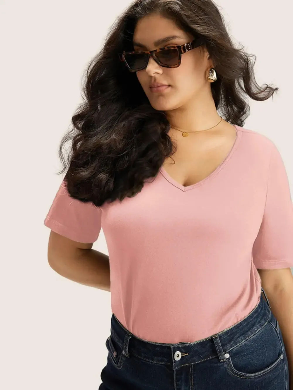 4 Pack Cotton V Neck Plain Basic T-shirt