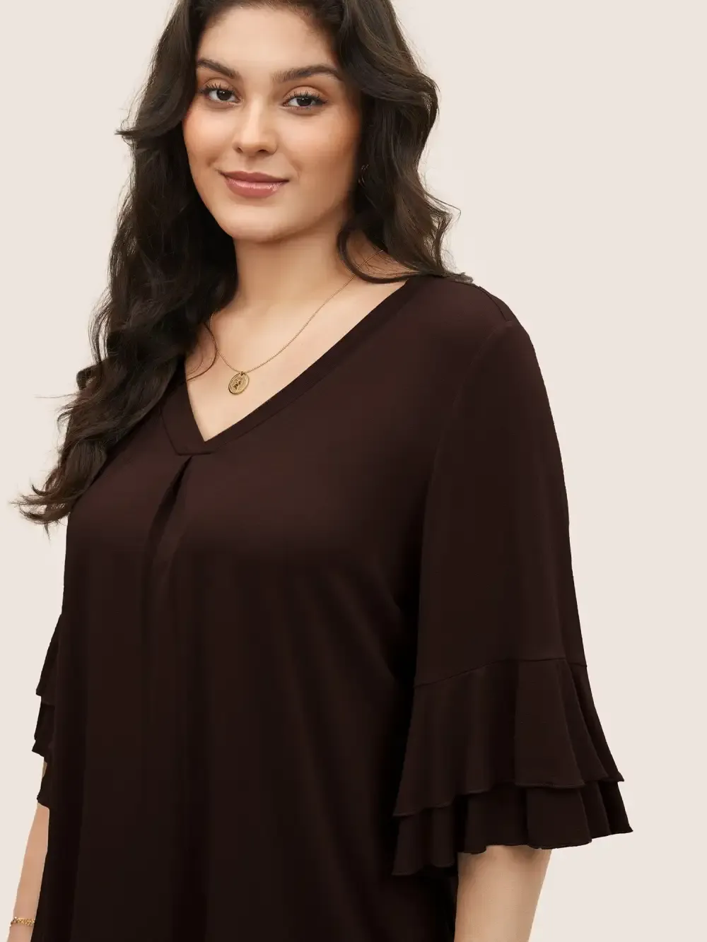 Supersoft Essentials Ruffle Layered Sleeve Pleated T-Shirt