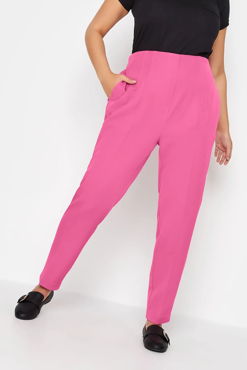 YOURS Curve Green Darted Waist Tapered Trousers