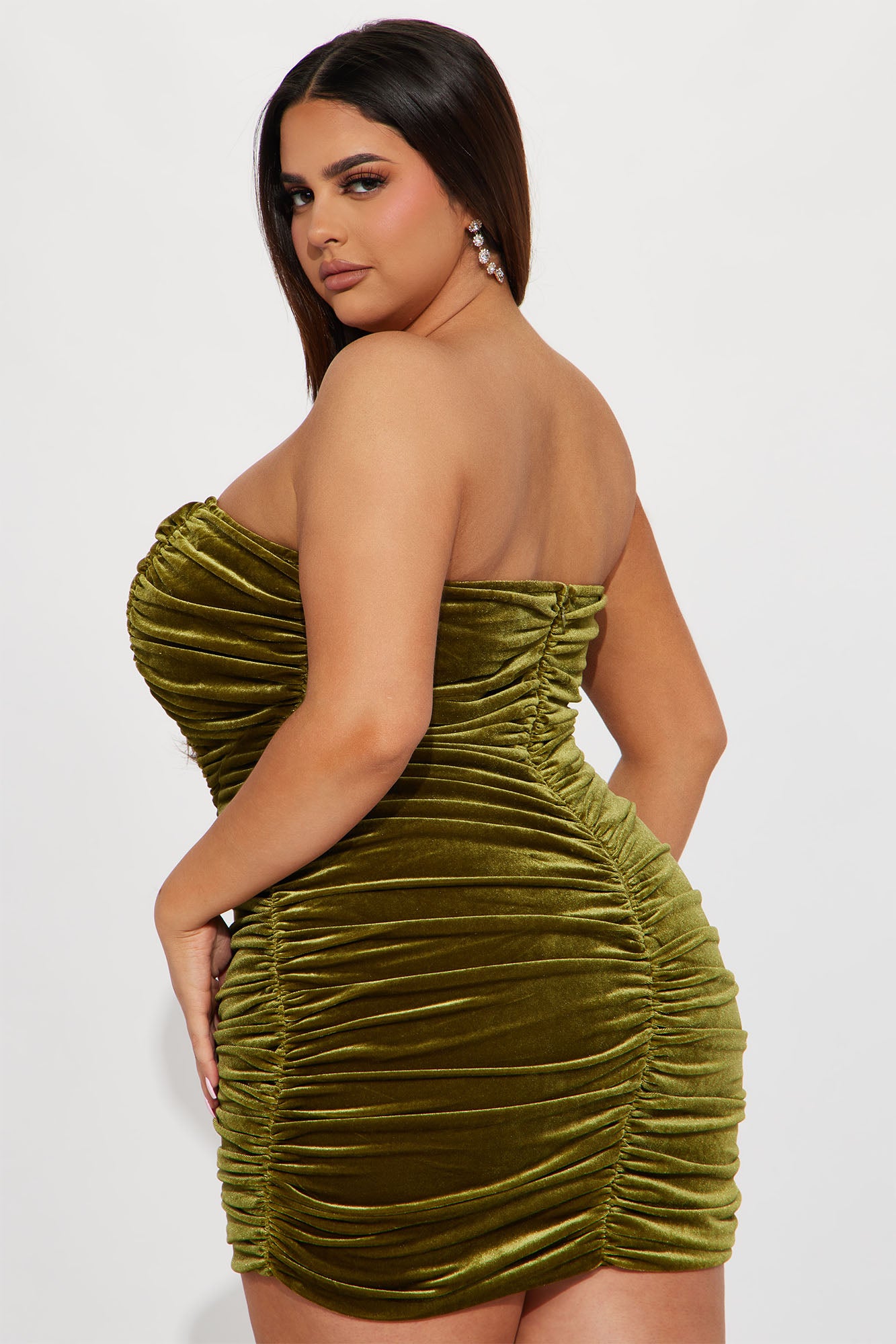 Olivia Velvet Mini Dress - Olive