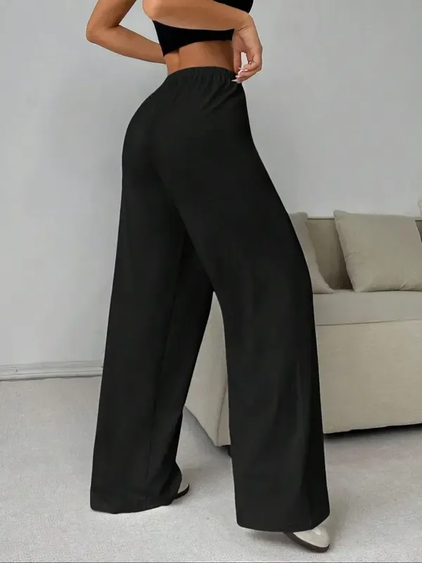 Solid Color Loose Fit Pants for Women