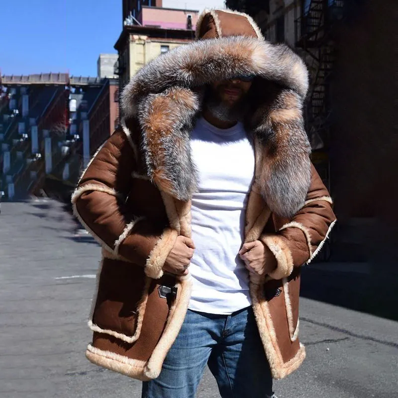 Men's winter jacket fur collar coat