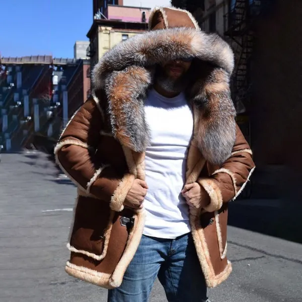 Men's winter jacket fur collar coat