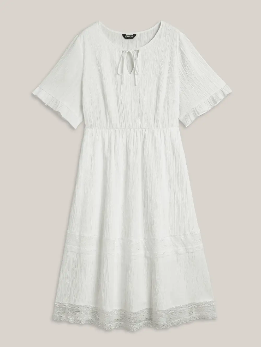 Textured Cut-Out Lace Tied Midi Dress