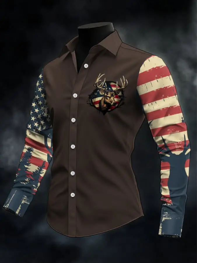 Men's Casual Western Style Contrast Color Shirt