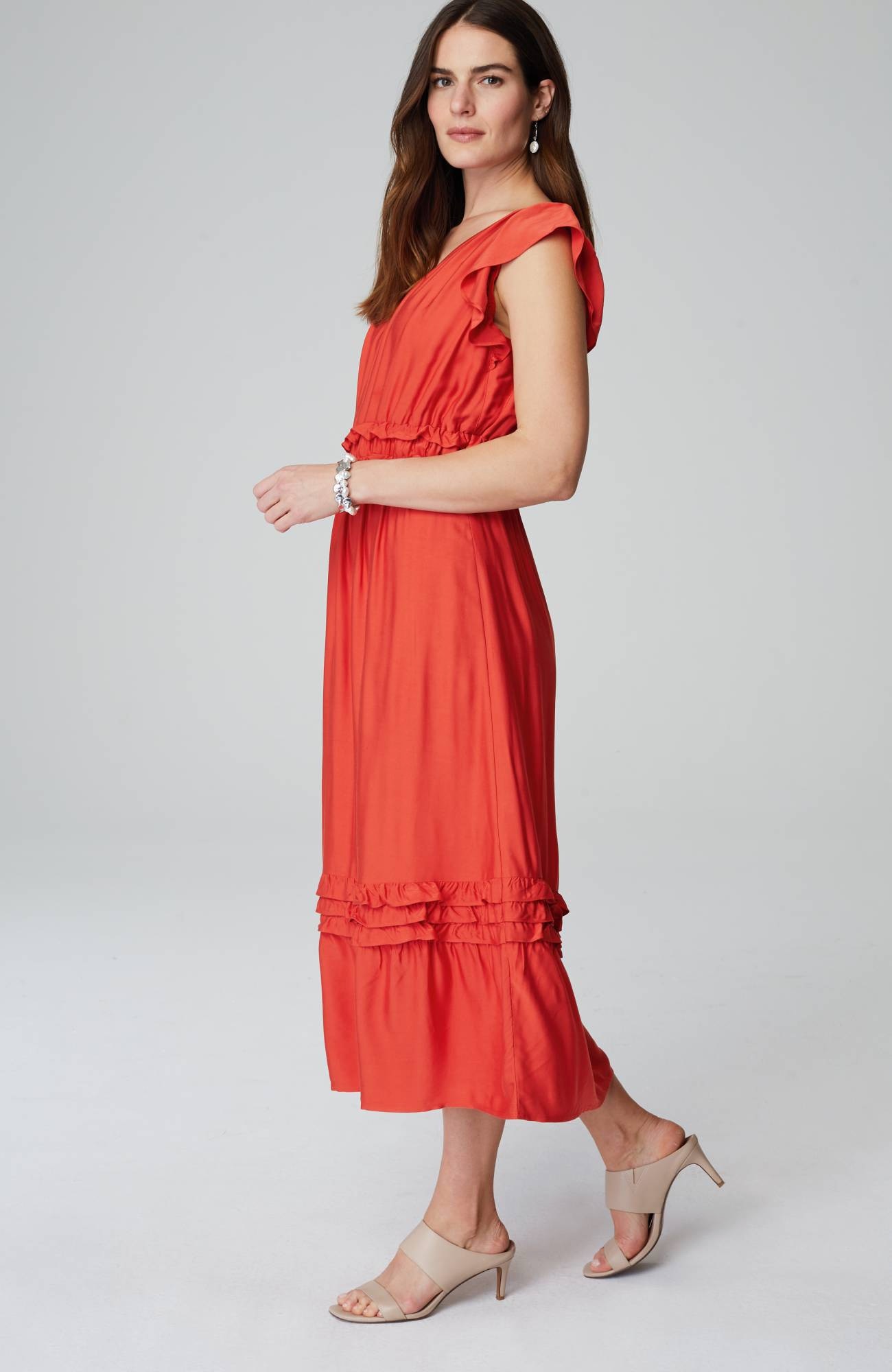 Elevated Ruffle-Trimmed Midi Dress