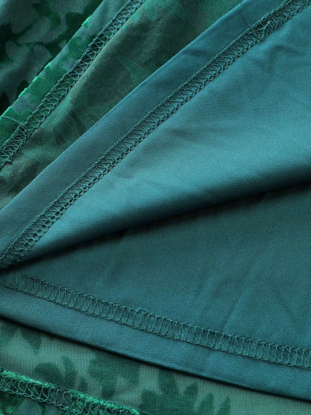 Velvet Floral Print Lace Pockets Party Dress