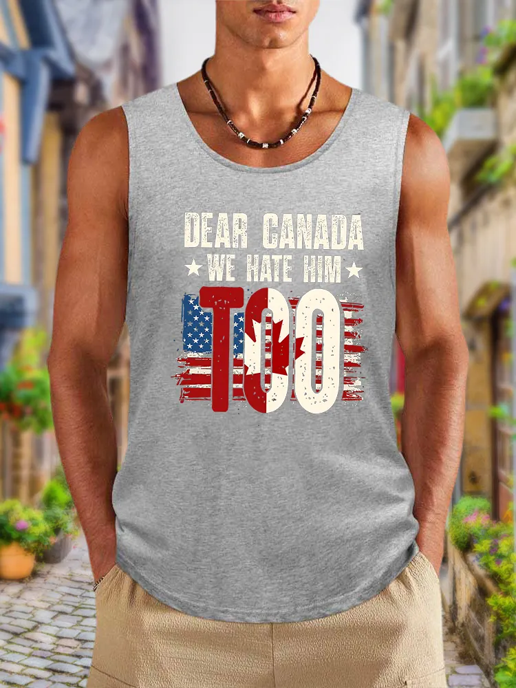 Men'S Dear Canada We Hate Him Too Round Neck Cotton Vest