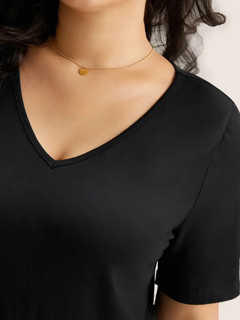 Cotton V Neck Plain Basic T-Shirt