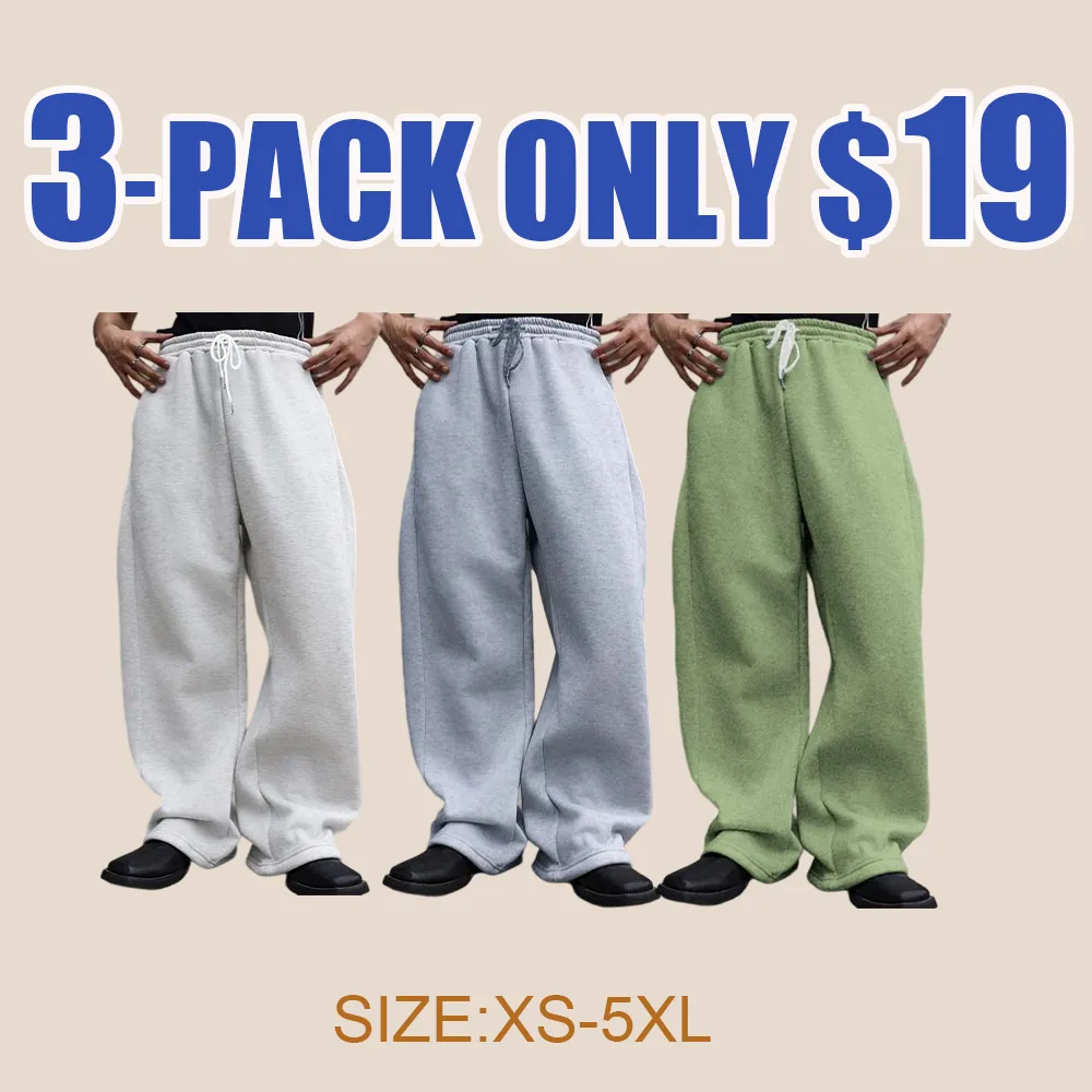 BacktoSchool Drawstring Waist Straight Wide Leg Fall Baggy Pants Workout Athletic Sweatpants with Pocket