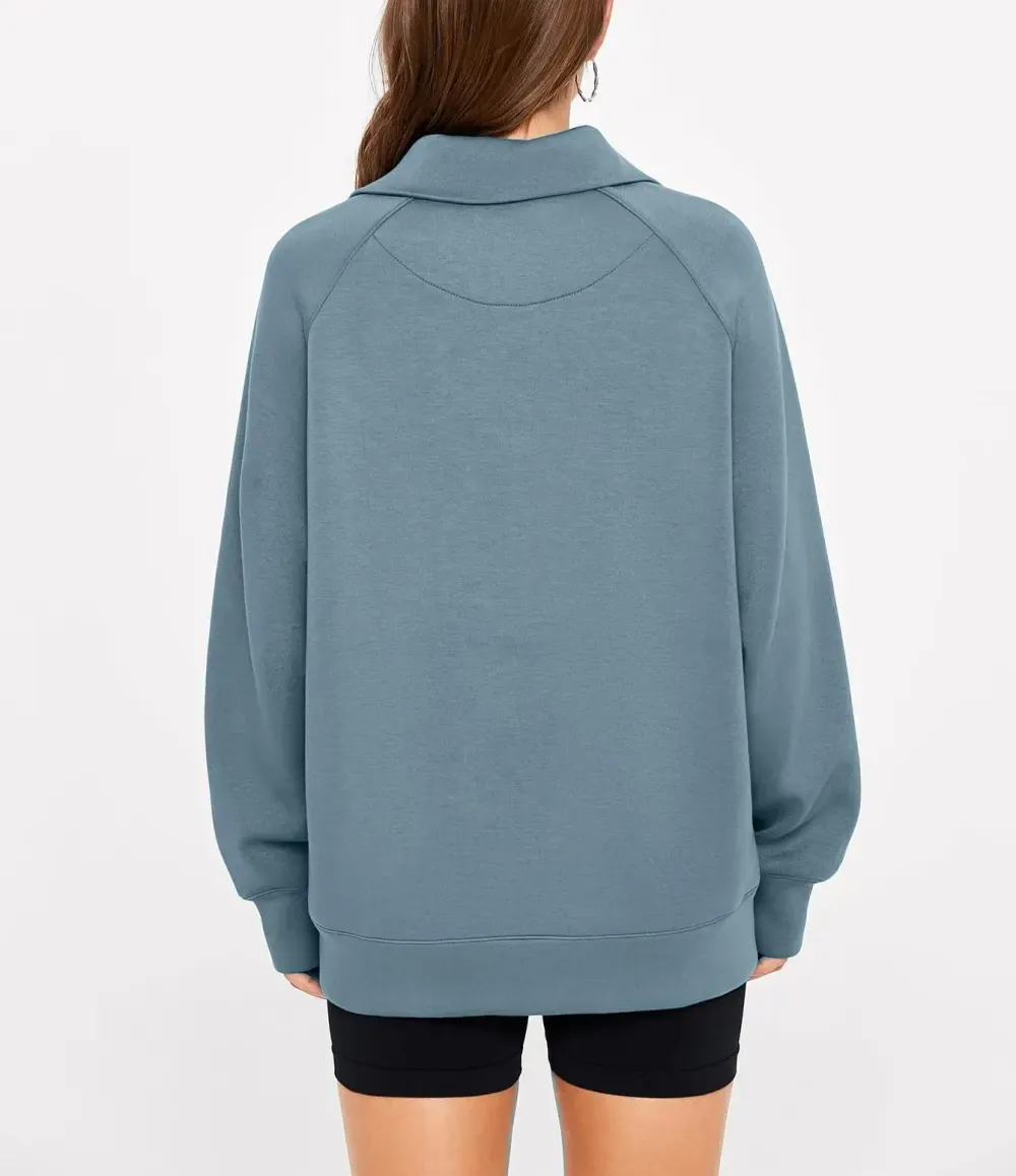 ✨Women's Half Zip Oversized Sweatshirt with Pockets