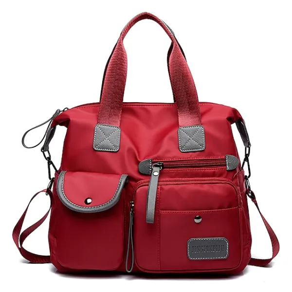 Women's Handbag Nylon PU Leather Outdoor Event / Party Office & Career Color Block Black Red Blue