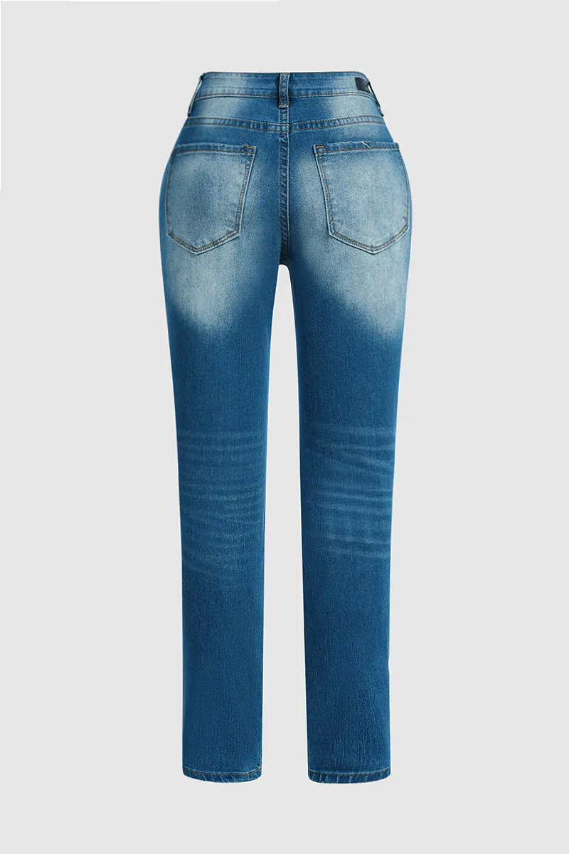 Distressed Low Rise Skinny Jeans