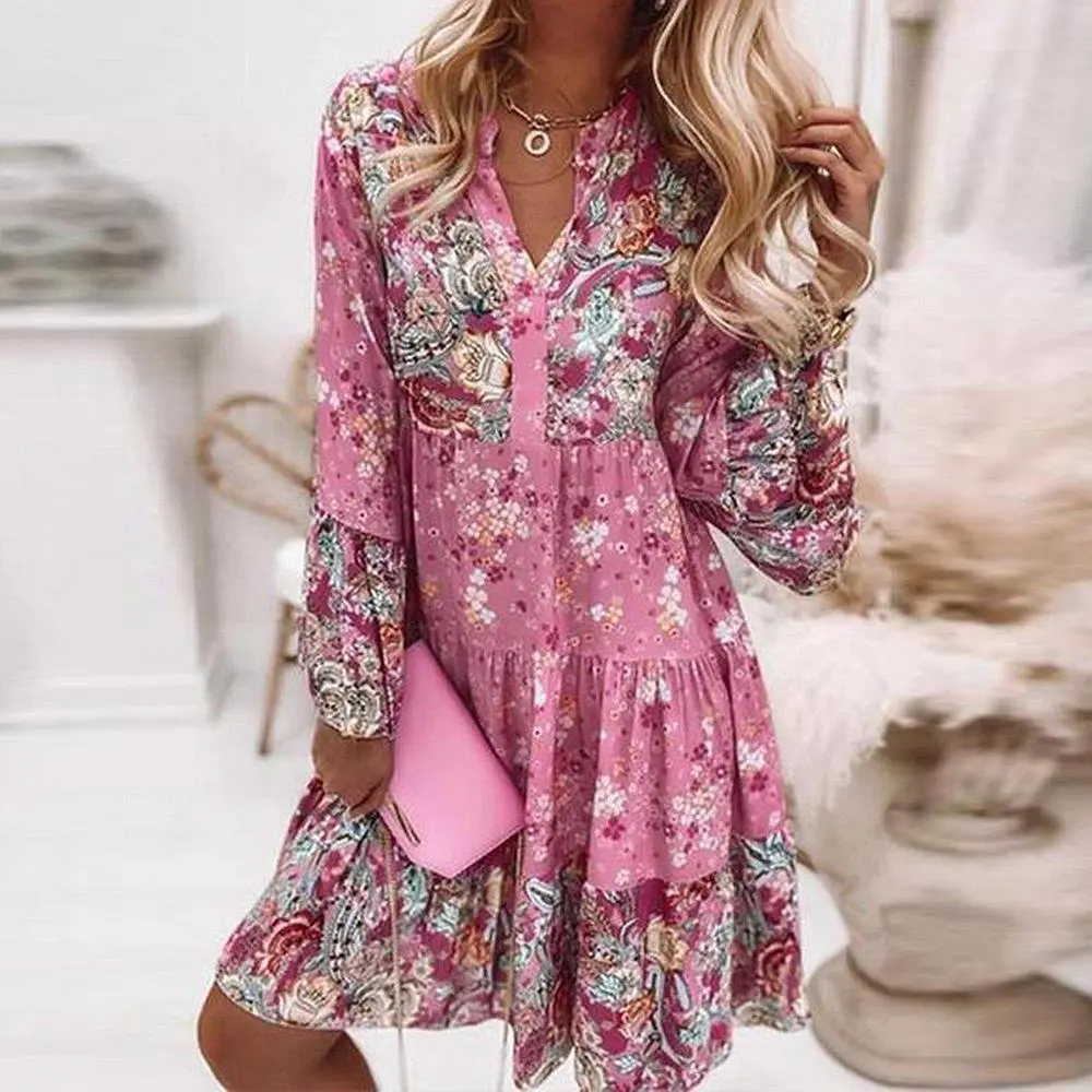 Super Sweet Pink Prairie Meadow Mini Dress