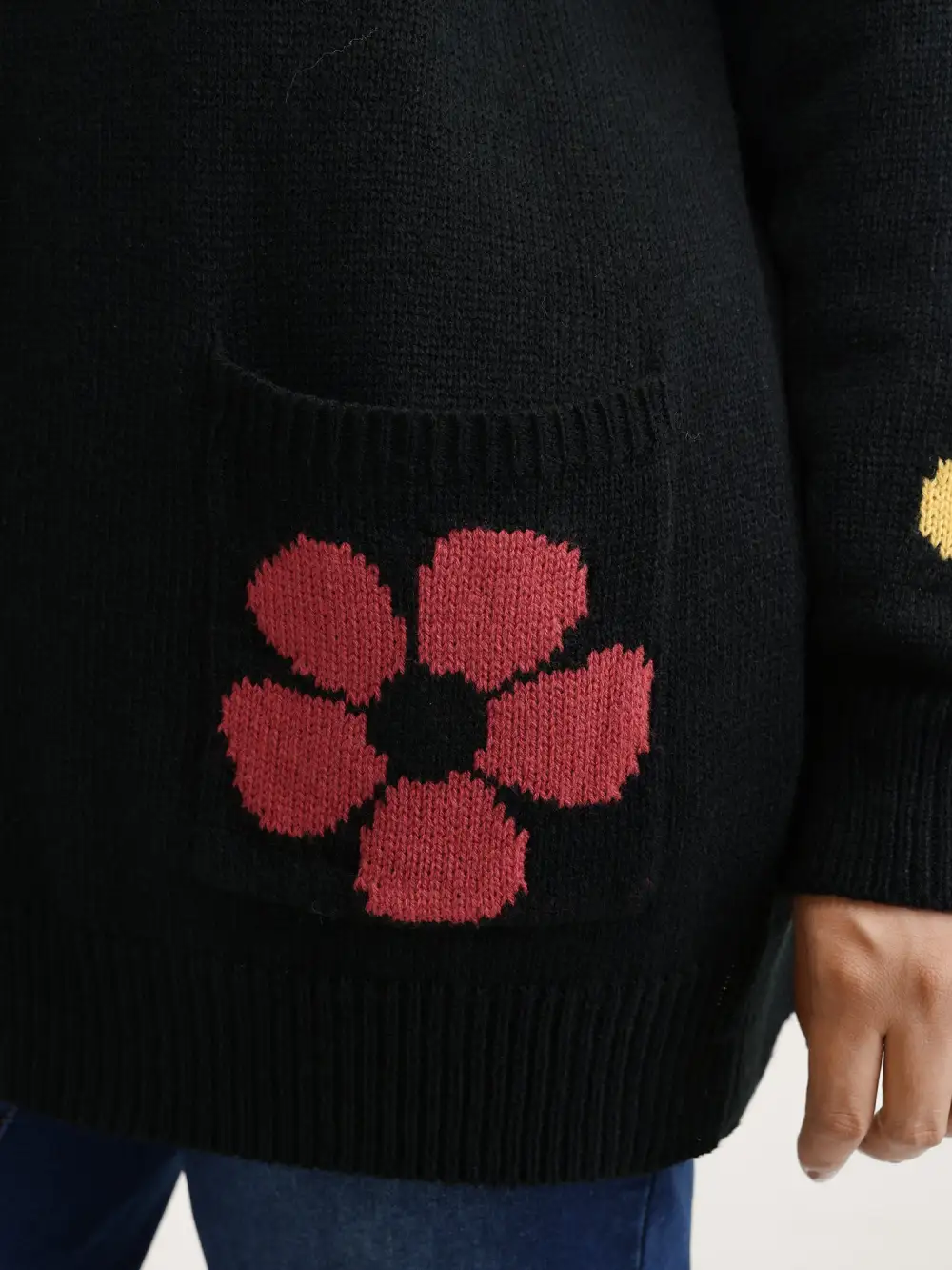 Colorful Floral Pattern Button Knit Cardigan