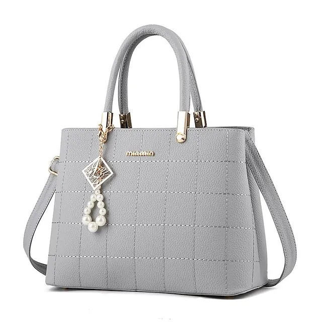 Women's Bag 2022 Embroidered Thread Plaid Handbag Middle-Aged Mother Bag Large-Capacity One-Shoulder Messenger Bag