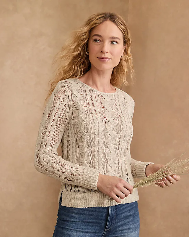 Linen & Organic-Cotton Cabled Pullover