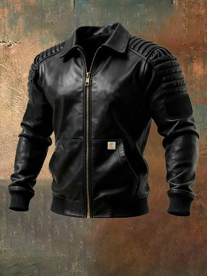 Men's Vintage Leather Patchwork Jacket