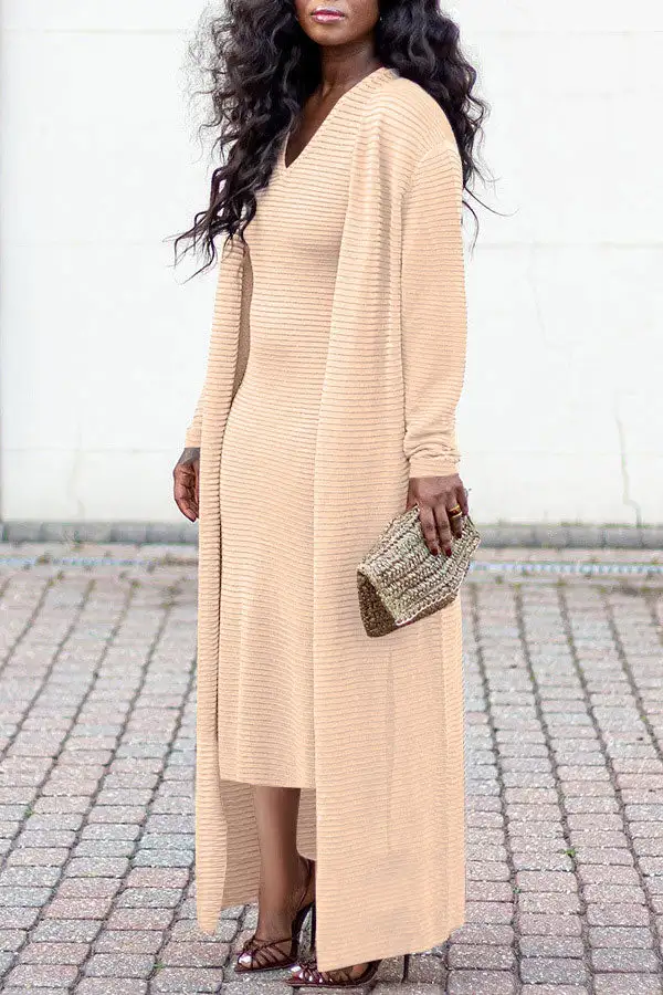 Ribbed Casual Dress Set