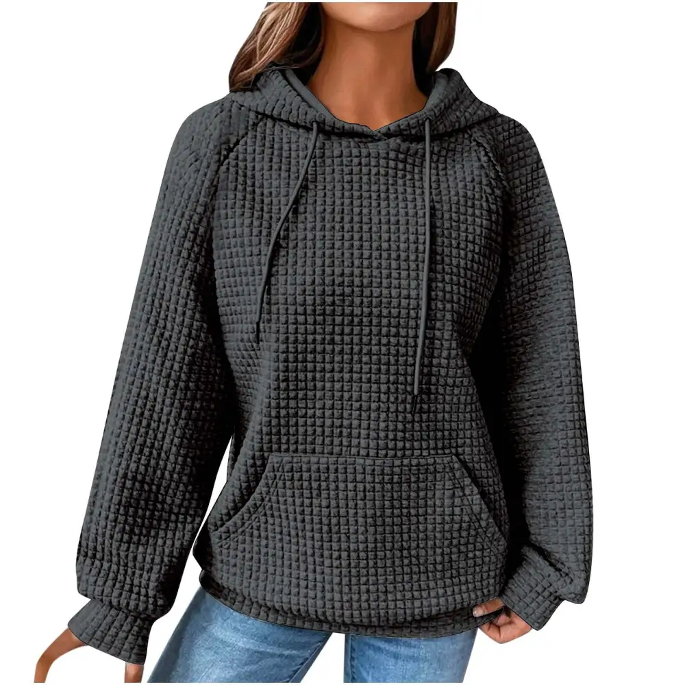 Sweaters for Womens Clearance,Women's Solid Raglan Sweater Hooded Sweater Long Sleeve Top Sweater Deals for Winter 2024 on Sale